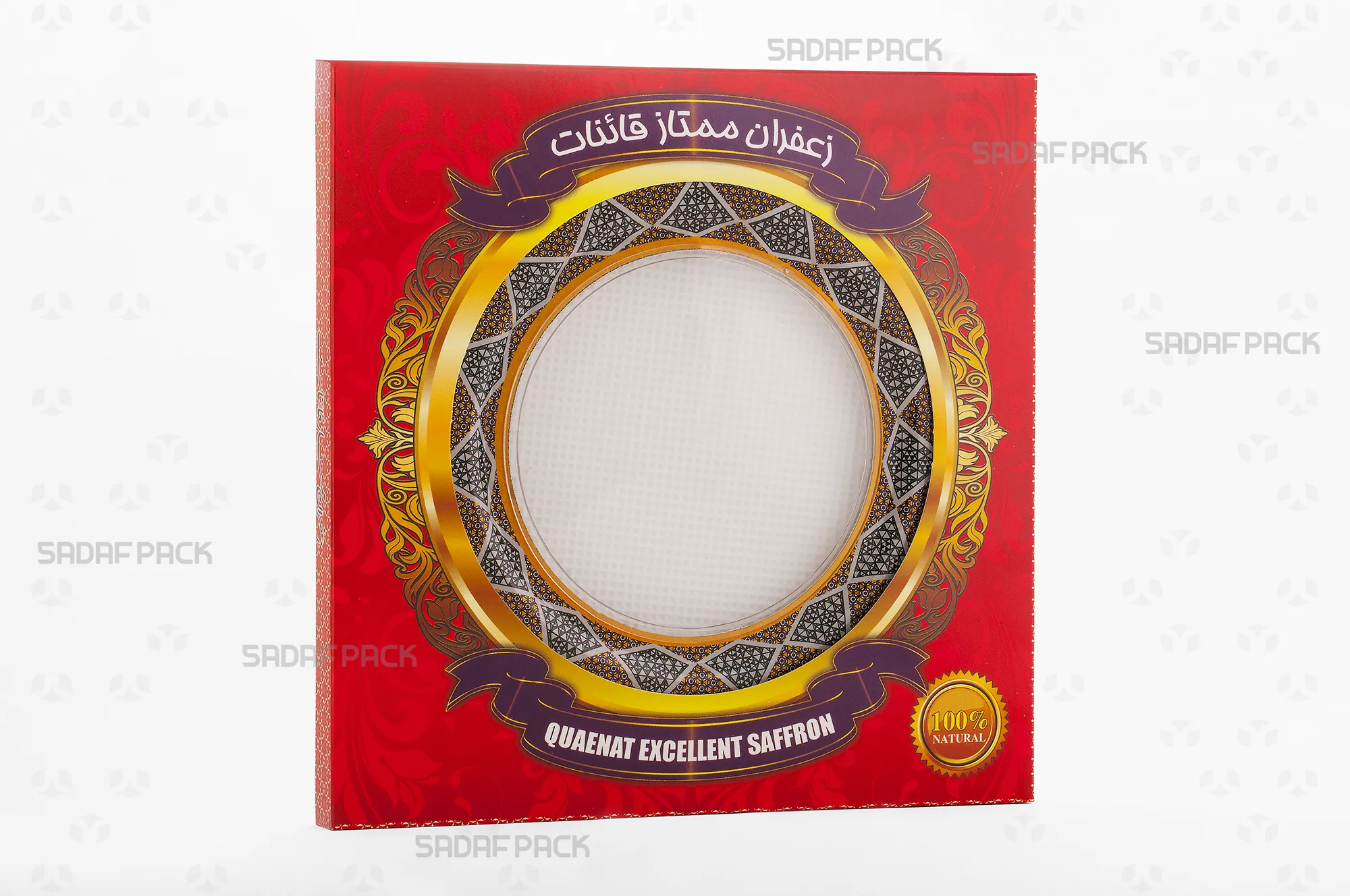 باکس مقوایی قرمز قوطی 17 فلزی اسپانیا صدف پک با قوطی 17 فلزی اسپانیا در داخل برای بستهبندی لوکس هدیه صادرات و سوغات مشهد