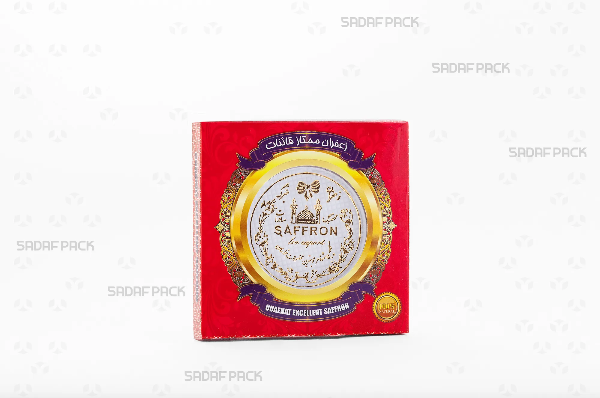 باکس مقوایی قرمز قوطی 6/5 کریستال صدف پک با قوطی کریستال 6/5 در داخل برای بستهبندی لوکس هدیه صادرات و سوغات مشهد