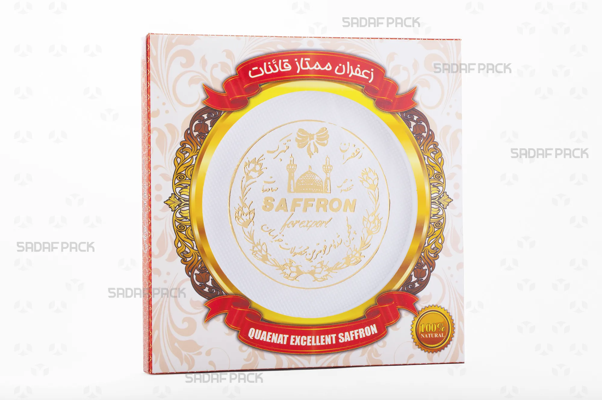 باکس مقوایی سفید قوطی 15 کریستالی صدف پک با قوطی 15 کریستالی در داخل برای بستهبندی لوکس هدیه صادرات و سوغات مشهد