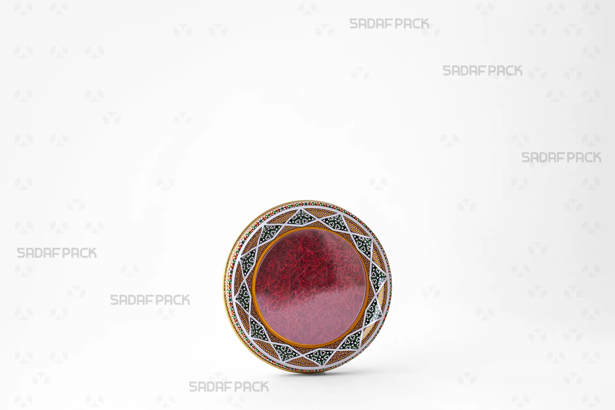 قوطی 12 فلزی اسپانیا کف بالا پر شده با زعفران، مناسب برای بستهبندی صادراتی