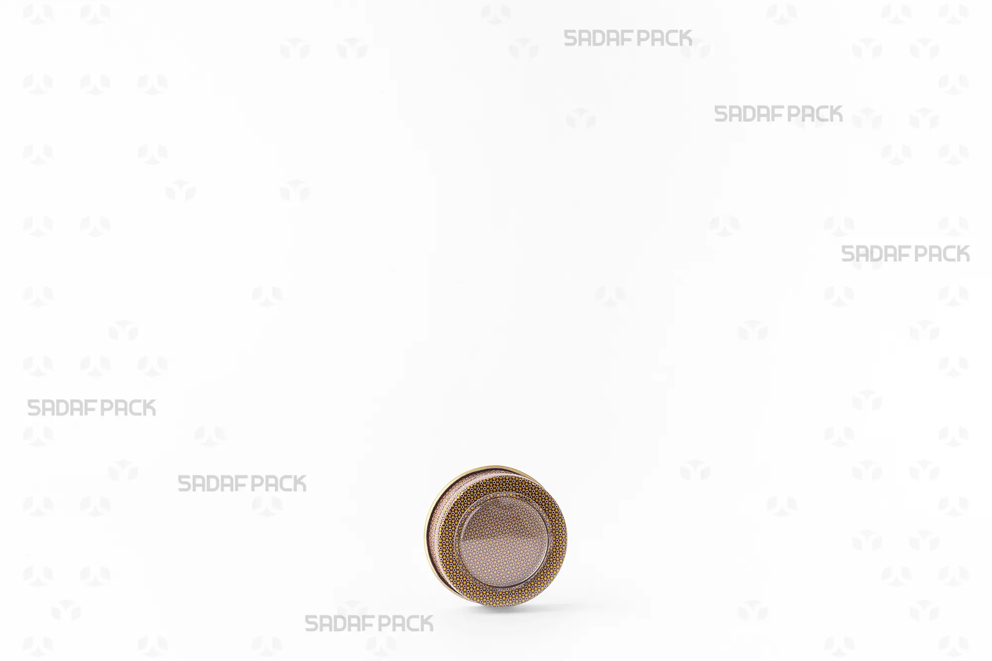 قوطی فلزی ۱ گرمی صدف پک با طرح خاتم قهوهای برای بستهبندی زعفران