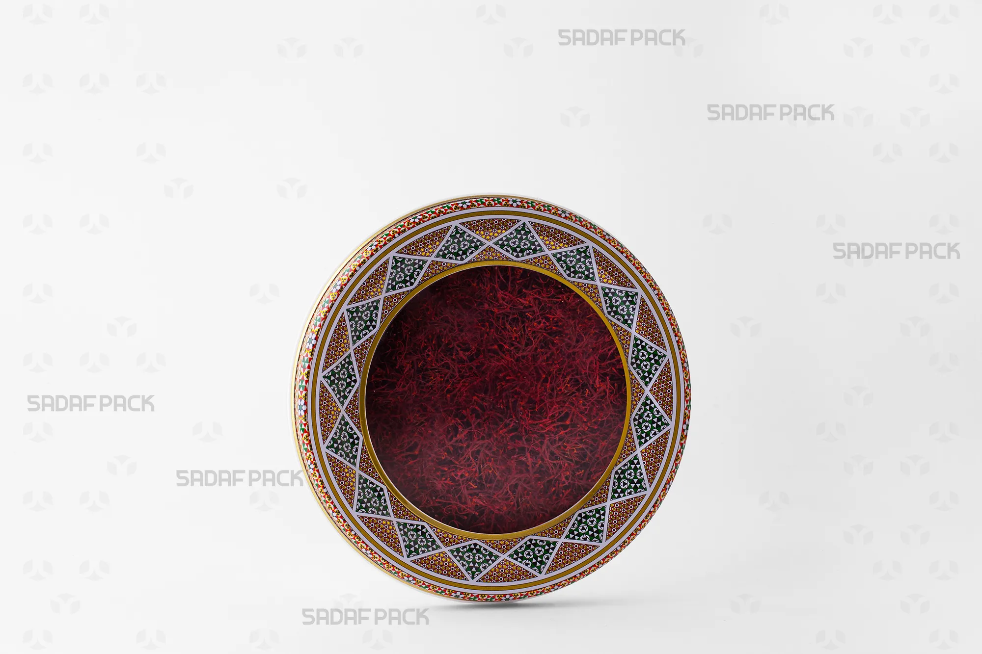 قوطی فلزی 17 اسپانیا کف صاف پر شده با زعفران ایرانی، مناسب برای بستهبندی صادراتی