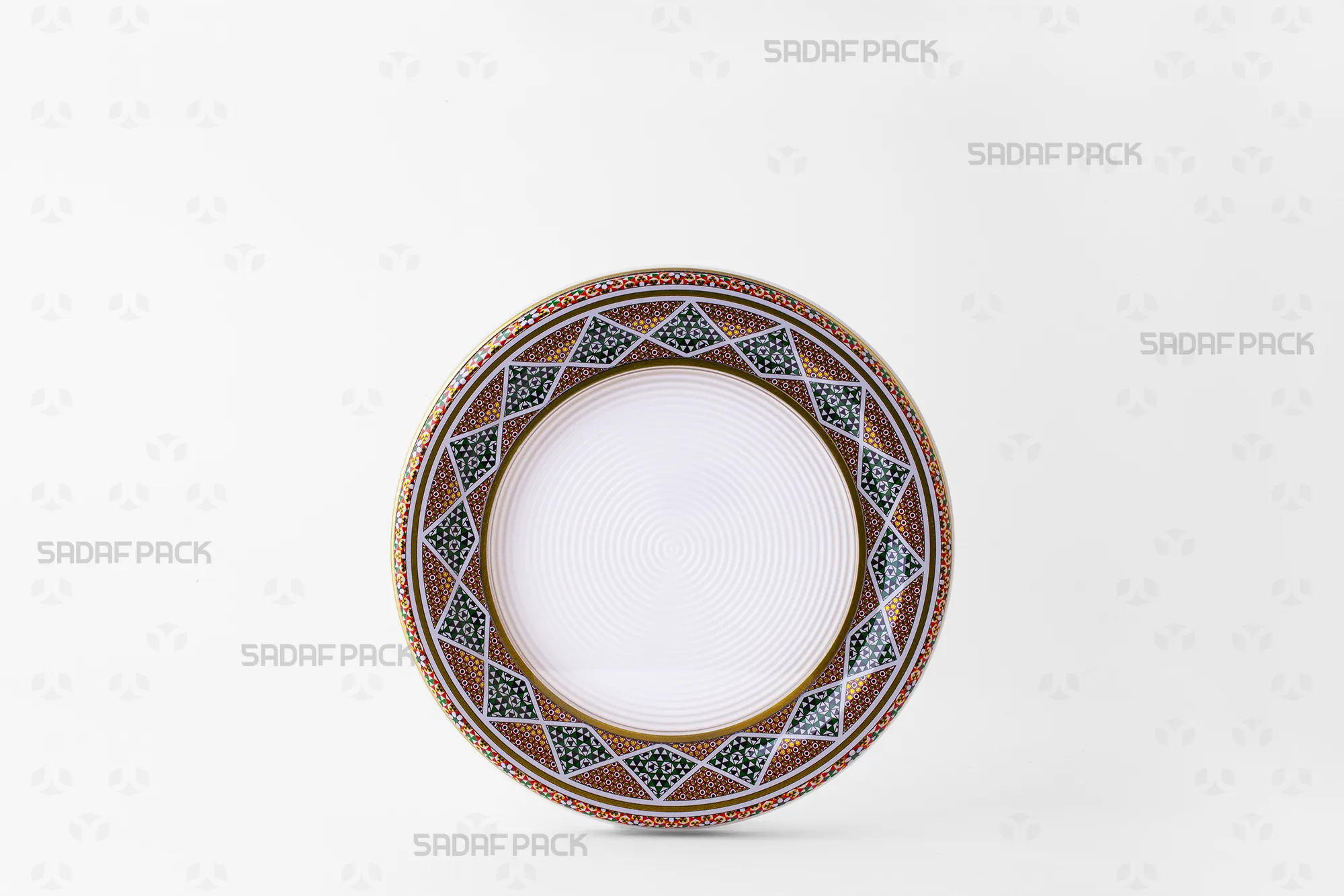 نمای روبرو از قوطی فلزی اسپانیا با قطر 17 سانتیمتر، نمایش ساختار بدنه فلزی و کفی پلاستیکی صاف