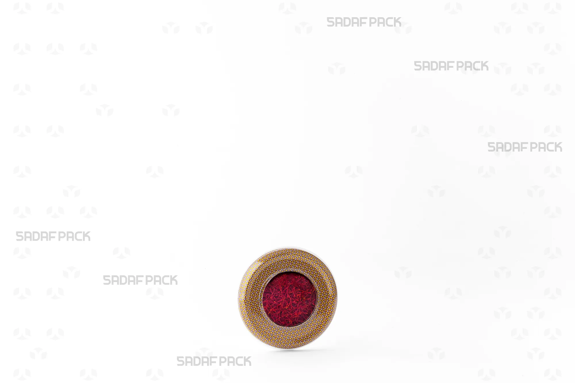 قوطی فلزی اسپانیا 6.5 صدف پک پر شده با زعفران ایرانی، گزینه ای لوکس برای بسته بندی صادراتی