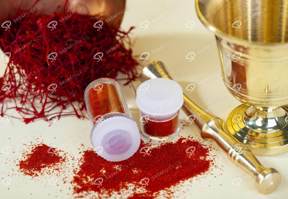 ##tt##- ظرف زعفران کریستالی طرح پودری بلند - شیری  37725