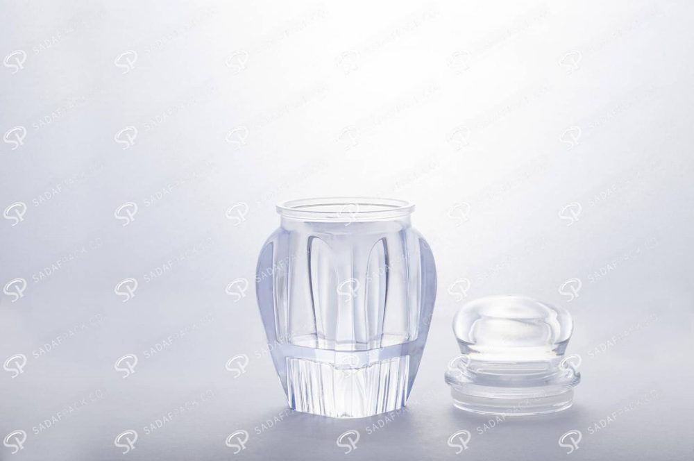 ##tt##- ظرف زعفران کریستالی طرح گوهر کف بالا - بزرگ  37594