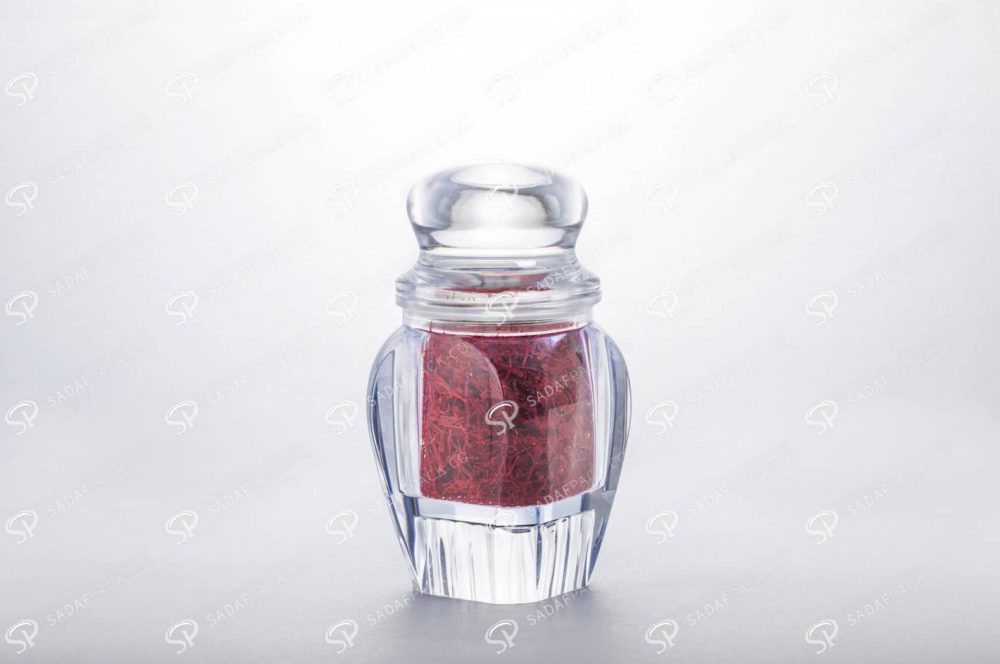 ##tt##- ظرف زعفران کریستالی طرح گوهر کف بالا - بزرگ  37597