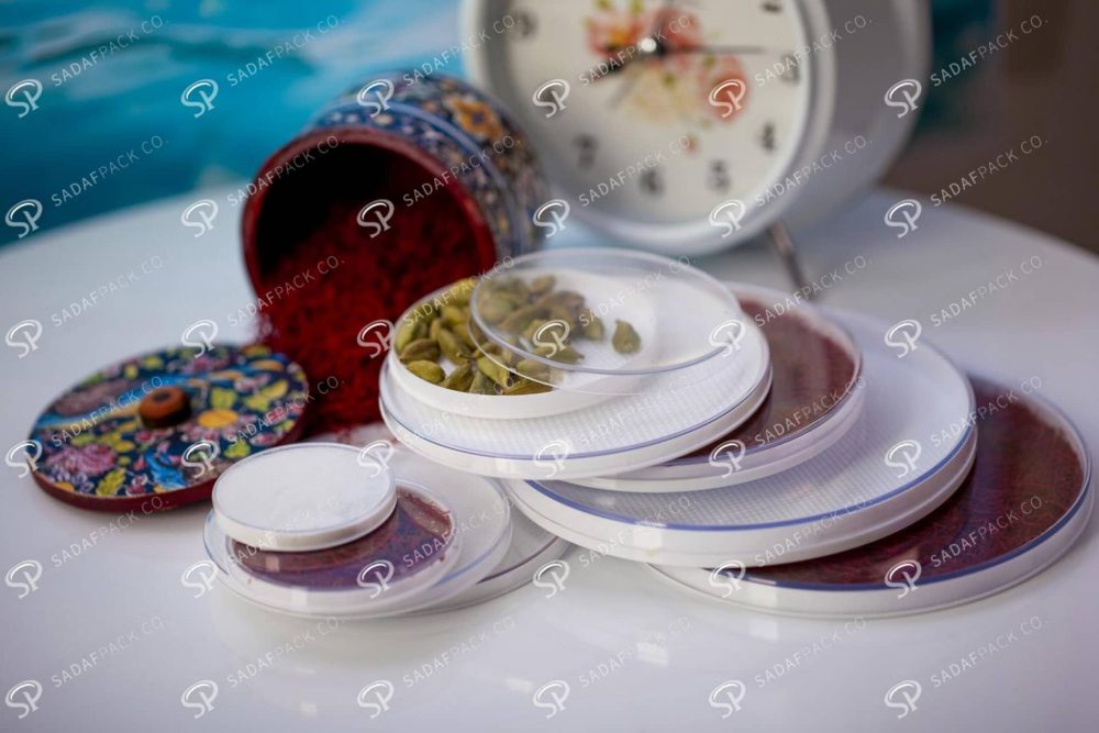 ##tt##- ظرف زعفران گرد - 5 نازک کف سفید  37296