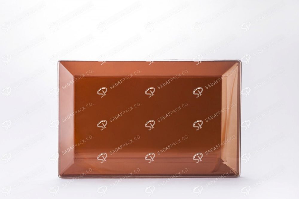 ظرف کریستالی طرح مستطیل طرح دار کف طلایی 200 - Image 2