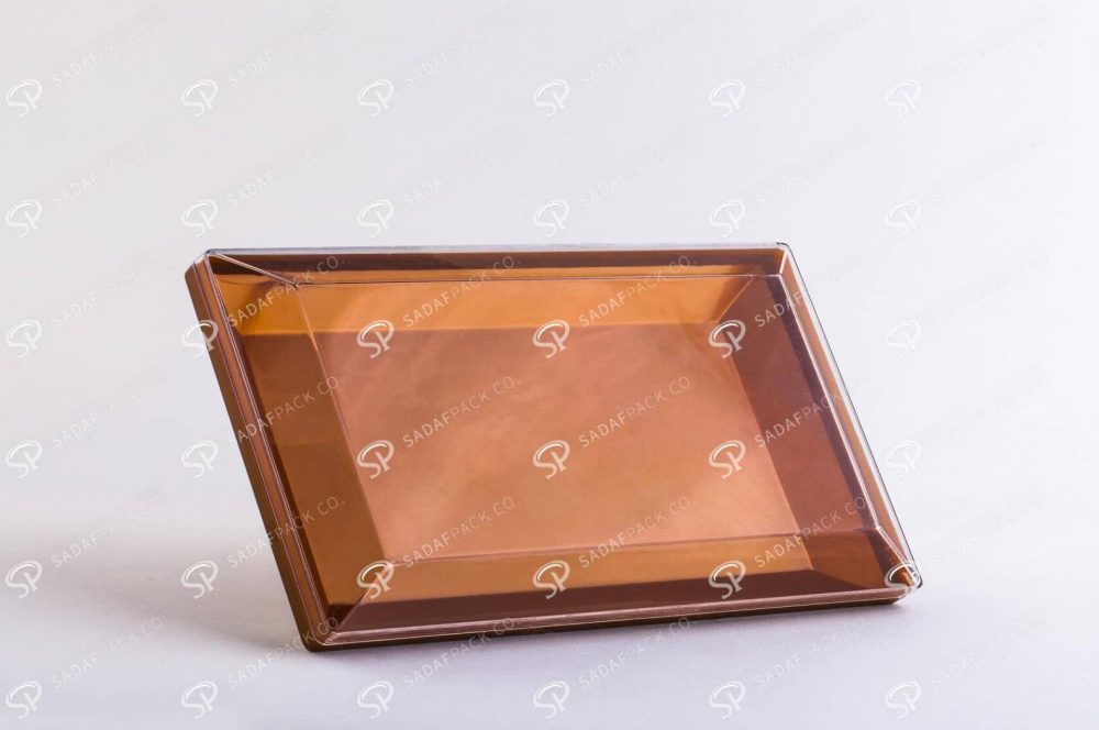 ##tt##- ظرف کریستالی مستطیل طرح دار کف طلایی 200  37890