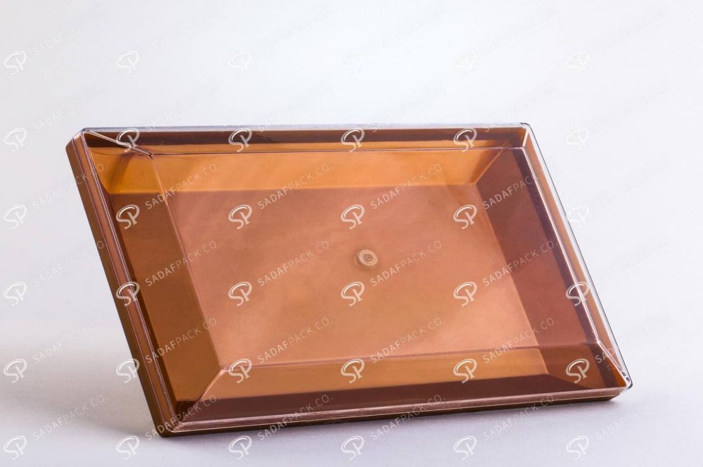 ##tt##- ظرف کریستالی مستطیل طرح دار کف طلایی 300  37884