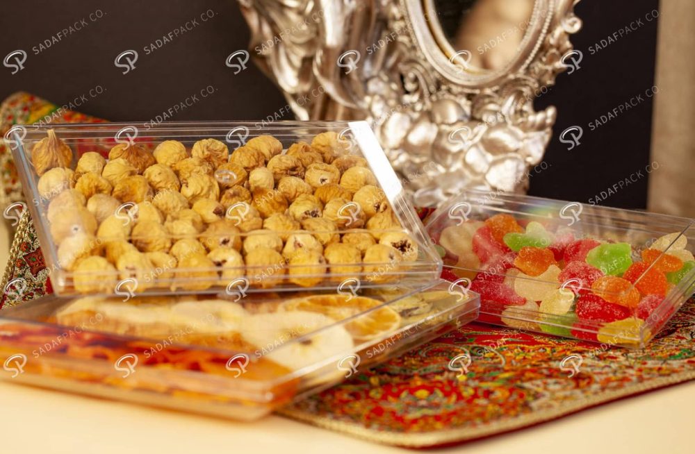 ##tt##- ظرف کریستالی مستطیل طرح دار شفاف 500  37842
