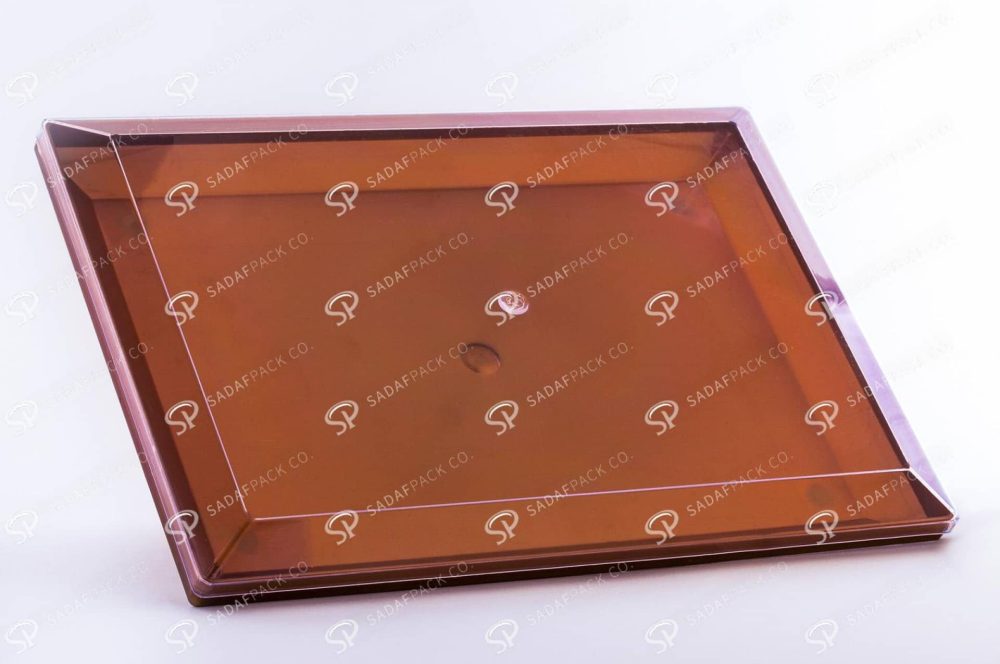 ##tt##- ظرف کریستالی مستطیل طرح دار کف طلایی 500  37881