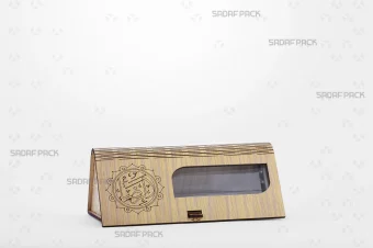 باکس چوبی الماس بزرگ صدف پک با جنس MDF و حکاکی لیزری با قوطی الماس بزرگ برای بسته‌بندی لوکس زعفران هدیه صادرات و سوغات مشهد