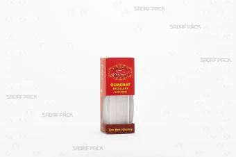 باکس مقوایی قرمز قوطی کریستالی آذین کوچک صدف پک با پنجره شفاف و قوطی کریستالی آذین کوچک برای بسته‌بندی زعفران هدیه صادرات و سوغات