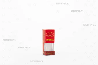 باکس مقوایی قرمز قوطی کریستالی آذین نقلی صدف پک با پنجره شفاف و قوطی کریستالی آذین نقلی برای بسته‌بندی زعفران هدیه صادرات و سوغات