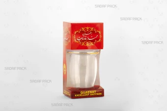 باکس مقوایی قرمز قوطی کریستالی میلاد بزرگ صدف پک با پنجره شفاف و قوطی کریستالی میلاد بزرگ برای بسته‌بندی زعفران هدیه صادرات و سوغات