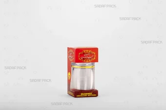 باکس مقوایی قرمز قوطی کریستالی میلاد کوچک صدف پک با پنجره شفاف و قوطی کریستالی میلاد کوچک برای بسته‌بندی زعفران هدیه صادرات و سوغات