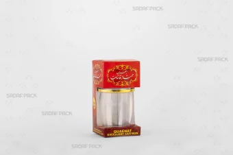 باکس مقوایی قرمز قوطی کریستالی میلاد متوسط صدف پک با پنجره شفاف و قوطی کریستالی میلاد متوسط برای بسته‌بندی زعفران هدیه صادرات و سوغات