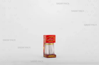 باکس مقوایی قرمز قوطی کریستالی میلاد نقلی صدف پک با پنجره شفاف و قوطی کریستالی میلاد نقلی برای بسته‌بندی زعفران هدیه صادرات و سوغات