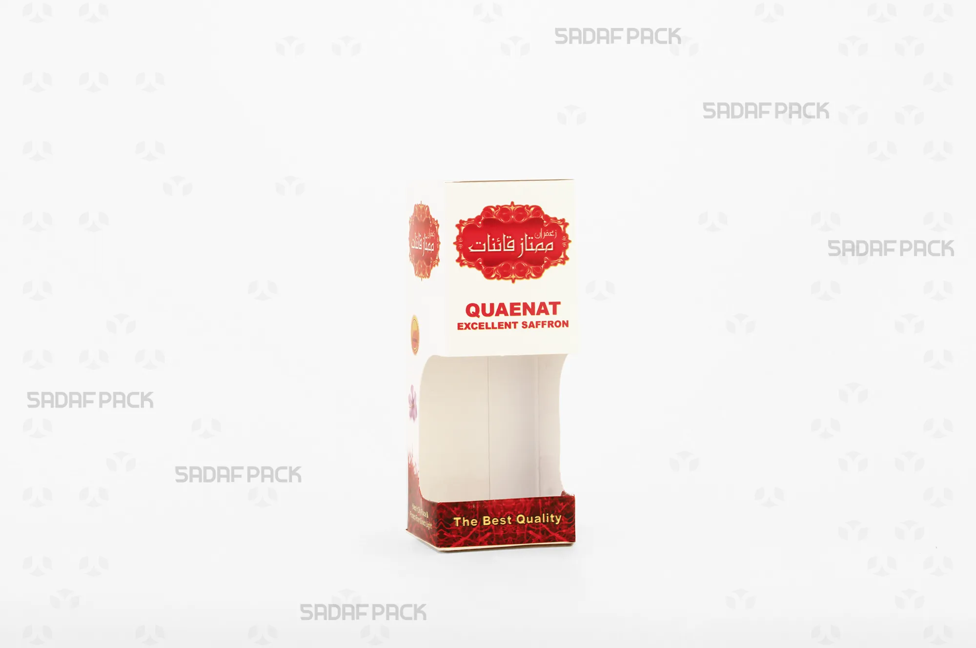 باکس مقوایی سفید قوطی کریستالی آذین متوسط صدف پک با پنجره شفاف مناسب بستهبندی زعفران برای هدیه و صادرات