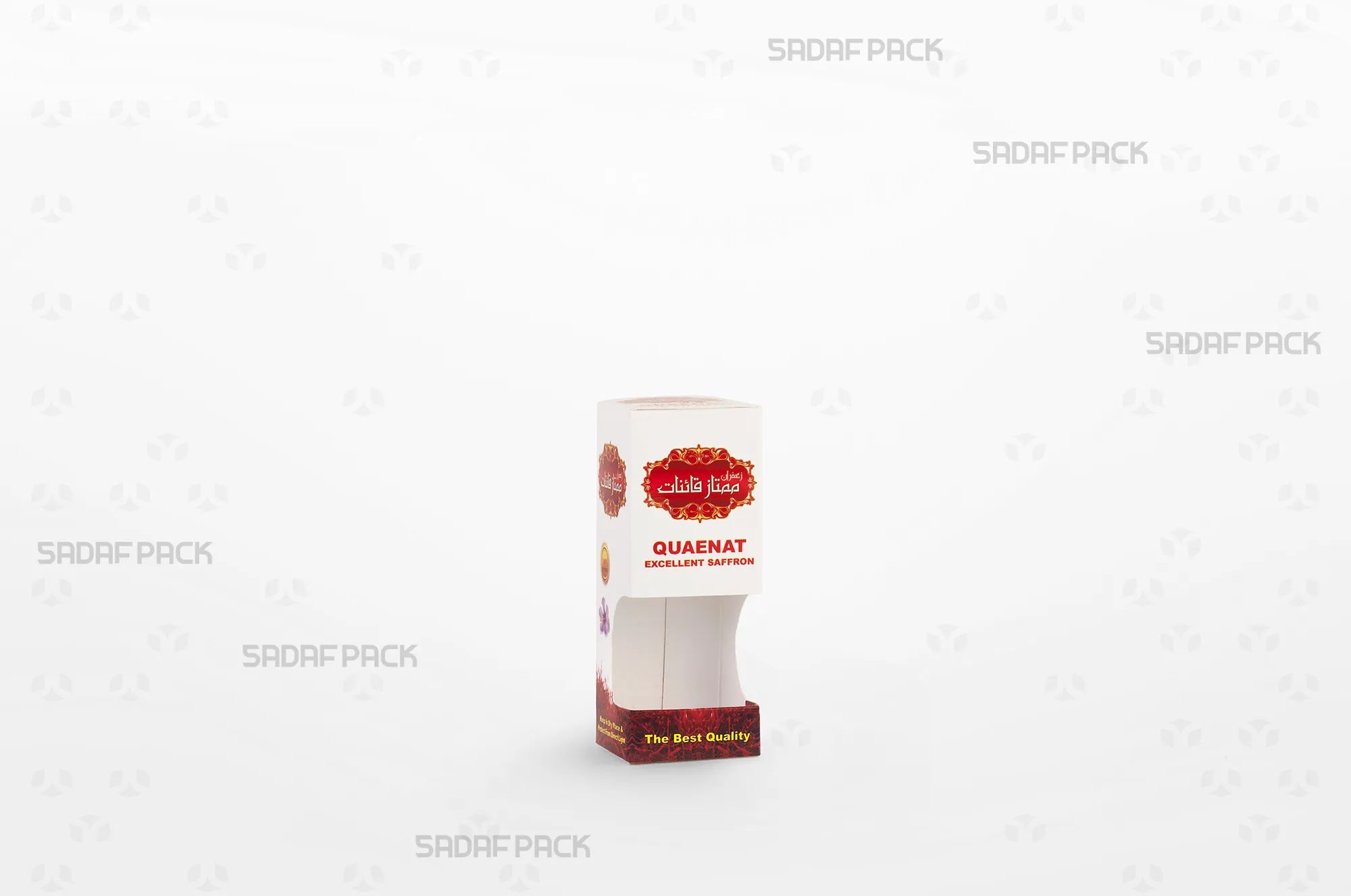 باکس مقوایی سفید قوطی کریستالی آذین نقلی صدف پک با پنجره شفاف مناسب بستهبندی زعفران برای هدیه و صادرات