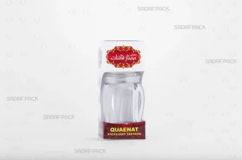 باکس مقوایی سفید قوطی کریستالی گوهر بزرگ صدف پک با پنجره شفاف و قوطی کریستالی گوهر بزرگ برای بسته‌بندی زعفران هدیه صادرات و سوغات