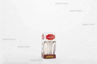 باکس مقوایی سفید قوطی کریستالی گوهر کوچک صدف پک با پنجره شفاف و قوطی کریستالی گوهر کوچک برای بسته‌بندی زعفران هدیه صادرات و سوغات