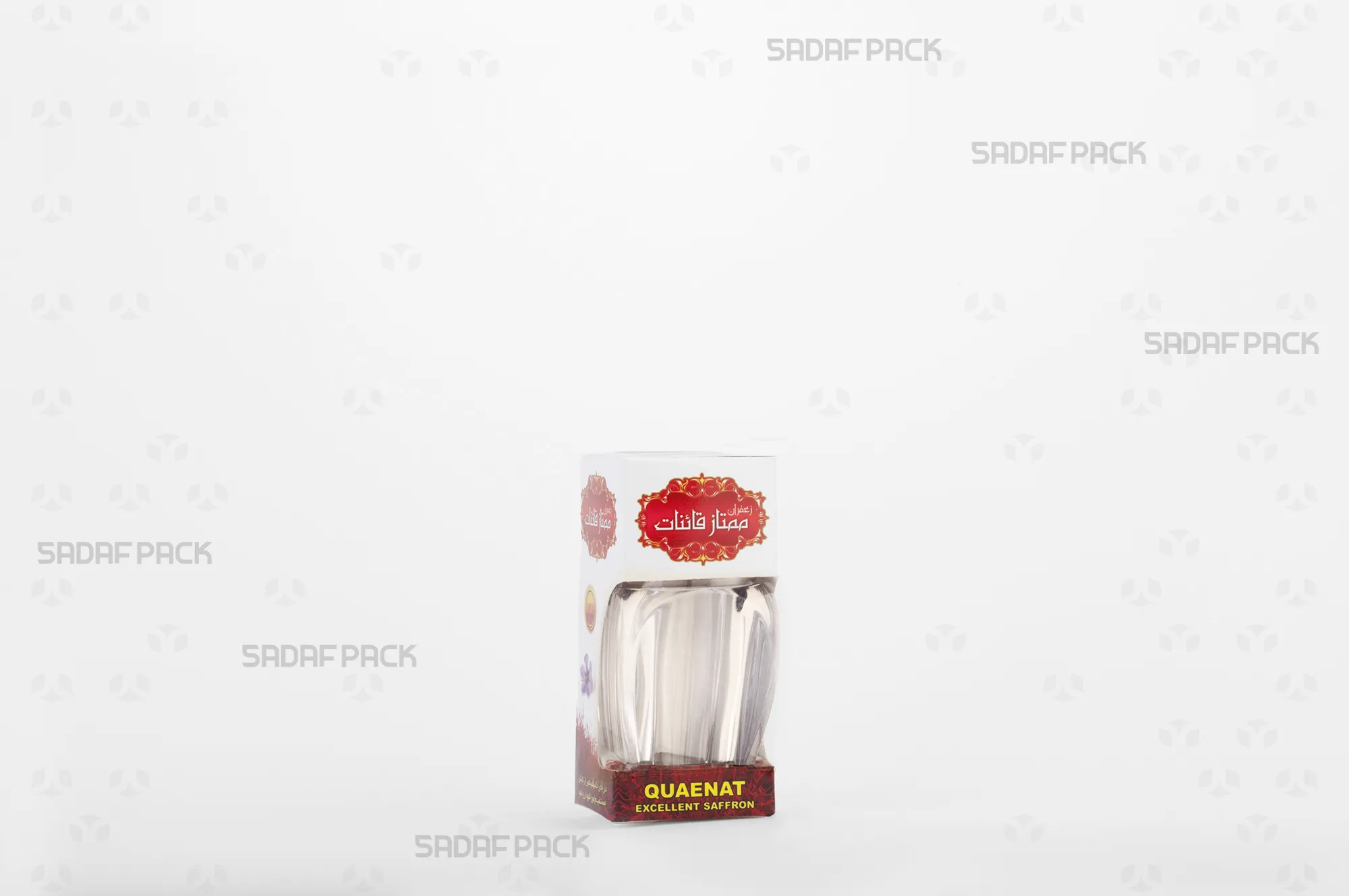 باکس مقوایی سفید قوطی کریستالی گوهر کوچک صدف پک با پنجره شفاف و قوطی کریستالی گوهر کوچک برای بستهبندی زعفران هدیه صادرات و سوغات