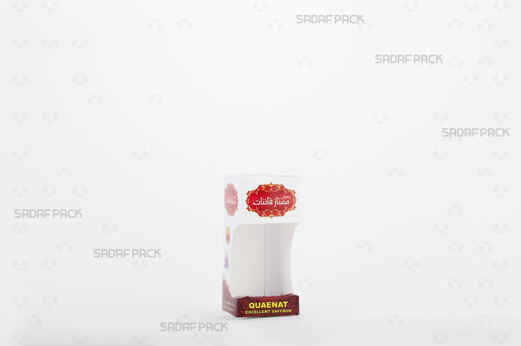 باکس مقوایی سفید قوطی کریستالی گوهر کوچک صدف پک با پنجره شفاف مناسب بستهبندی زعفران برای هدیه و صادرات