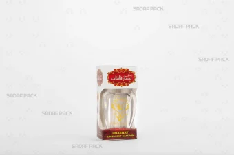 باکس مقوایی سفید قوطی کریستالی گوهر متوسط صدف پک با پنجره شفاف و قوطی کریستالی گوهر متوسط برای بسته‌بندی زعفران هدیه صادرات و سوغات