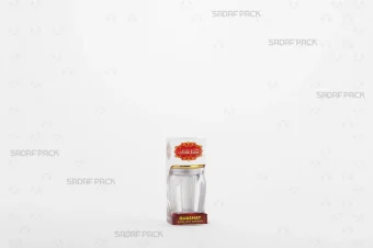 باکس مقوایی قرمز قوطی کریستالی گوهر نقلی صدف پک با پنجره شفاف و قوطی کریستالی گوهر نقلی برای بسته‌بندی زعفران هدیه صادرات و سوغات