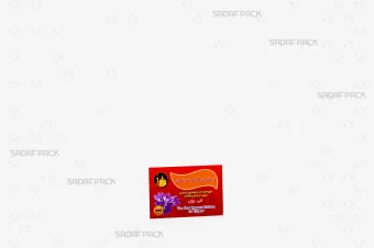 کارت زعفران 5×7 سانتیمتر صدف پک با رنگ قرمز-نارنجی، جنس کاغذ گلاسه و طرح حرم امام رضا شامل اطلاعات محصول به فارسی و انگلیسی، مناسب قرار گرفتن در پاکت نیم گرم زعفران (قدیم و جدید) برای معرفی محصول و اطلاعرسانی به مشتری