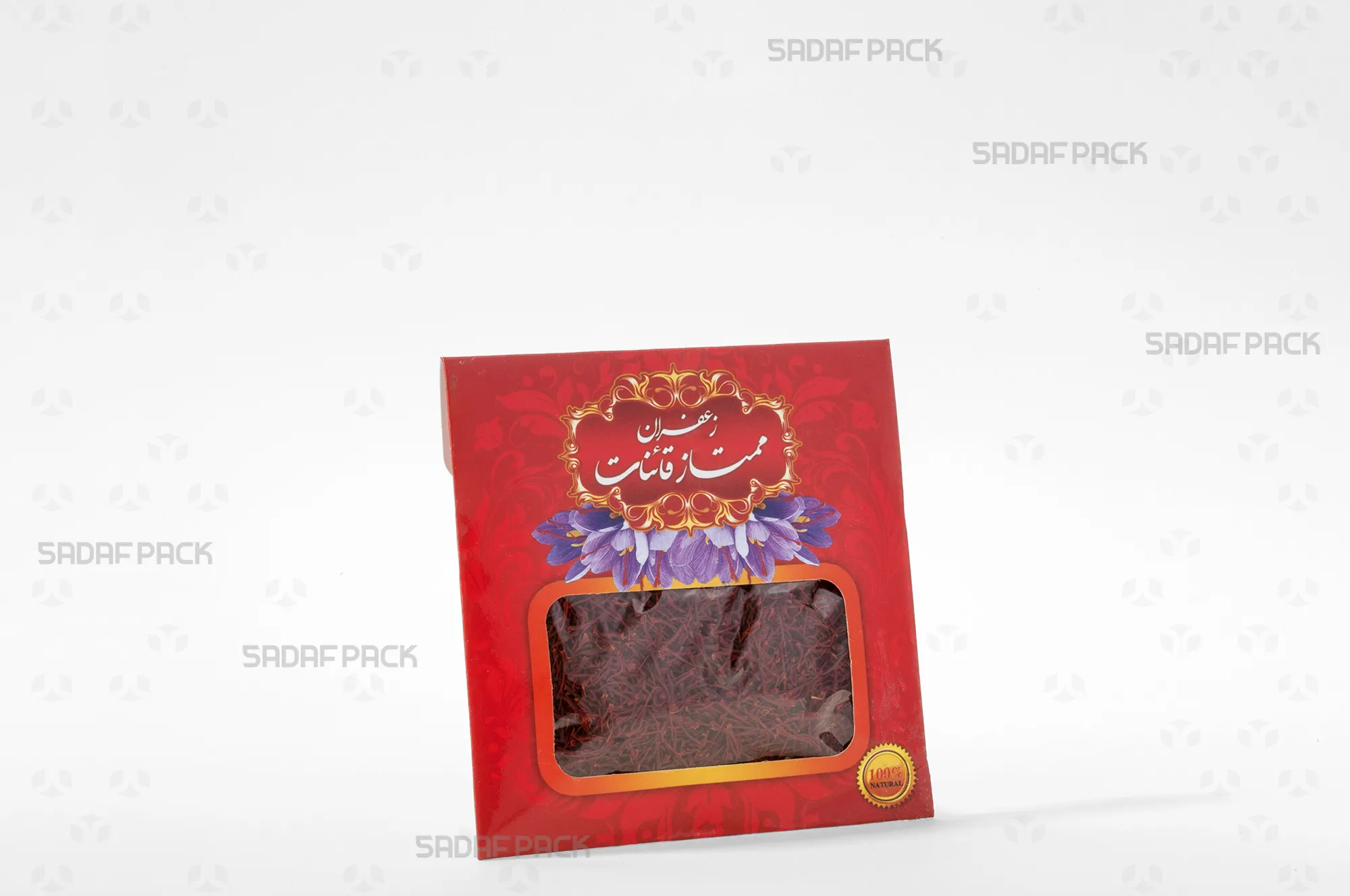 پاکت زعفران نیم مثقال قدیم قرمز صدف پک پر از زعفران برای بستهبندی نیم مثقال و نمایش در ویترین