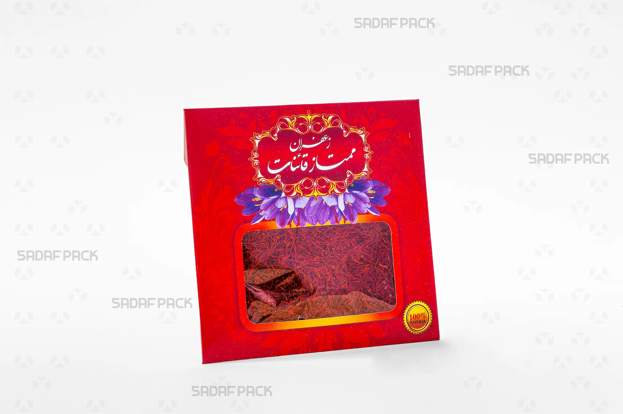 پاکت زعفران یک مثقال قدیم قرمز صدف پک پر از زعفران