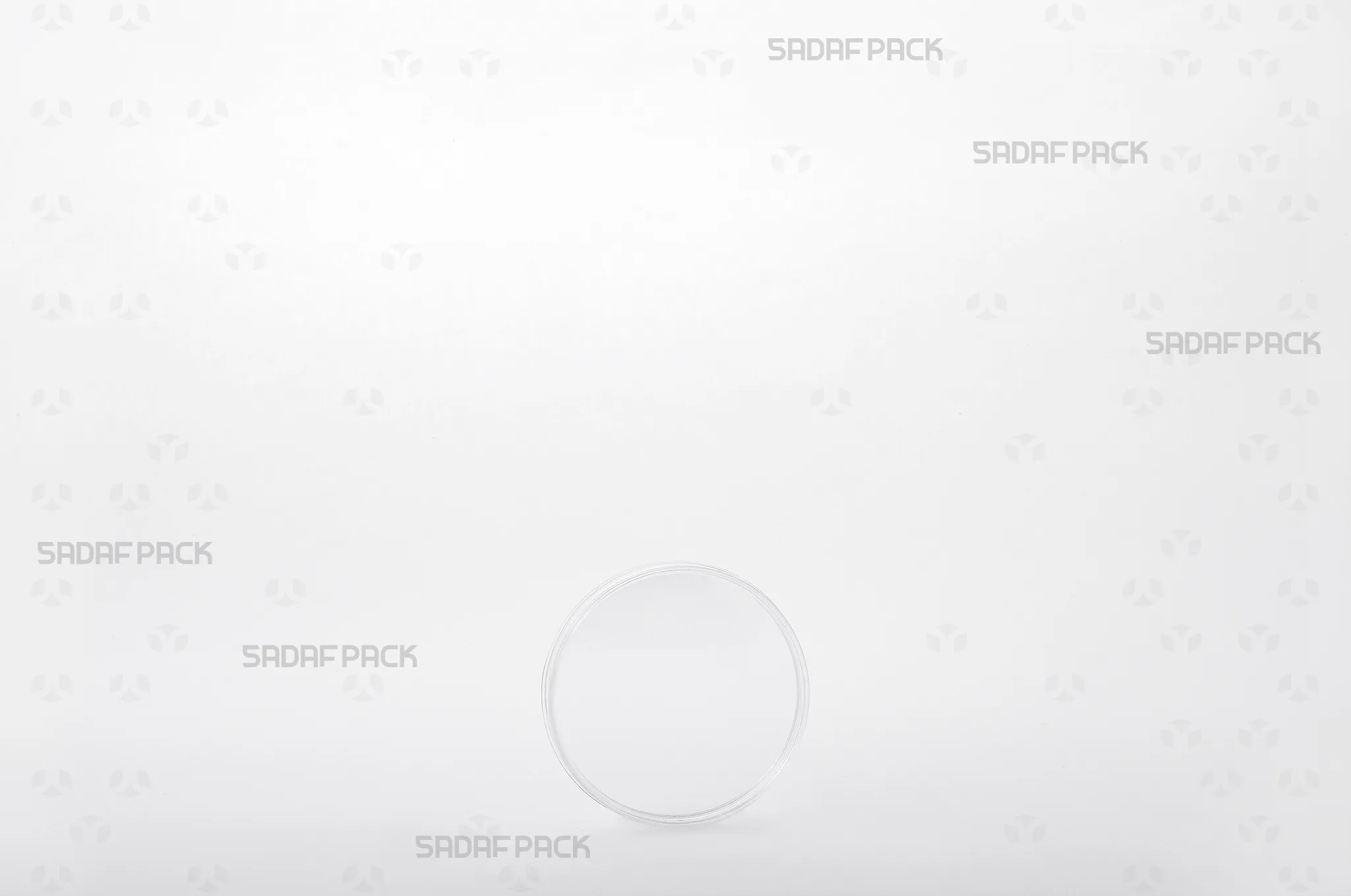 نمای جلوی ظرف 5 تخت کریستال، نشاندهنده ساختار شفاف پلیکریستال و طراحی مسطح آن