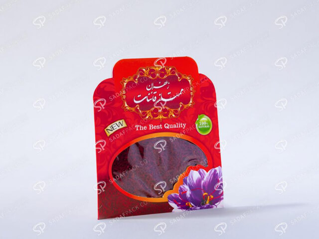چاپ روی پاکت بسته بندی زعفران | شرکت صدف پک