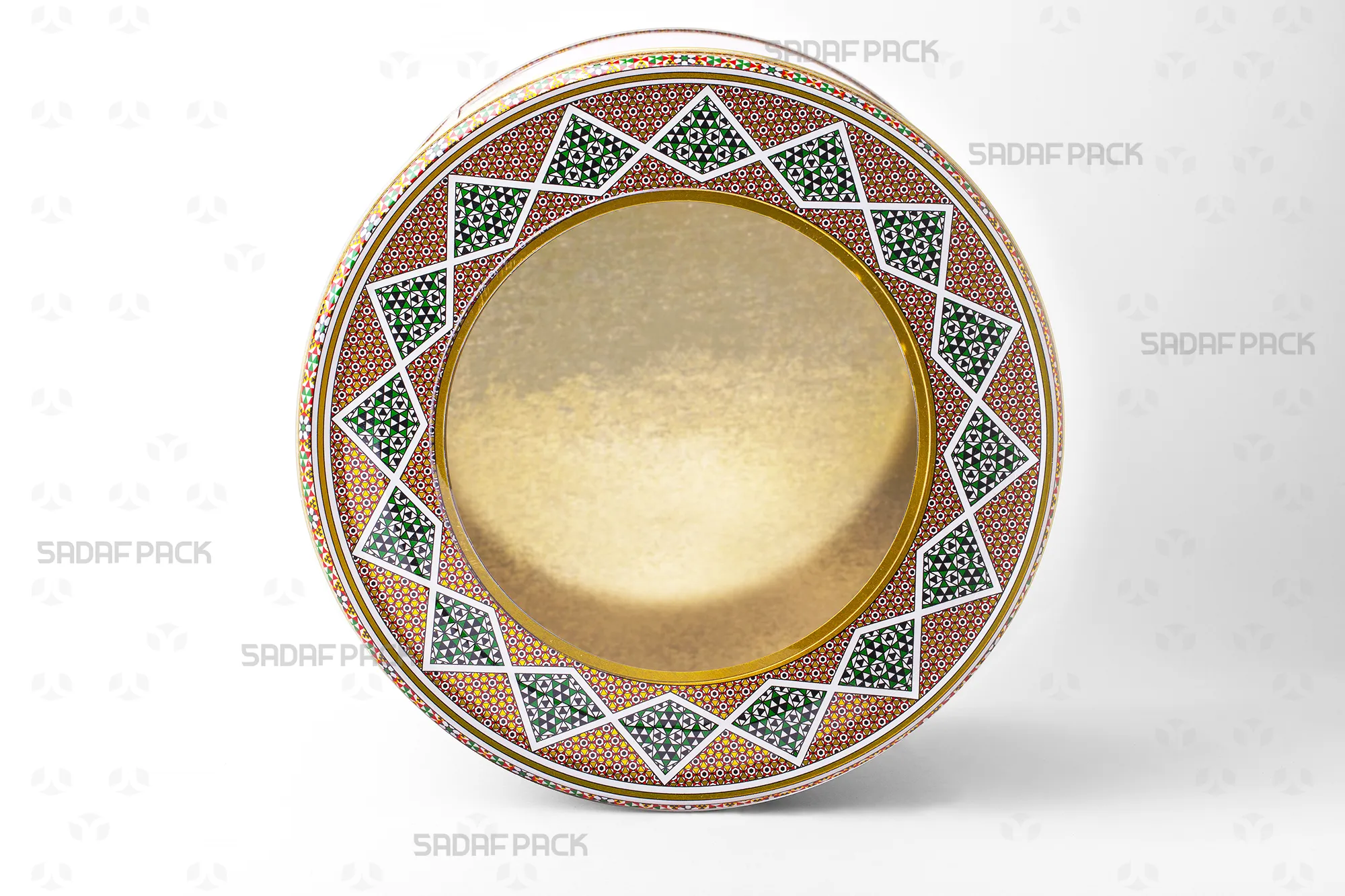 نمای روبرو از قوطی فلزی 23 در 17 سانت، نمایش ساختار بدنه و درب فلزی