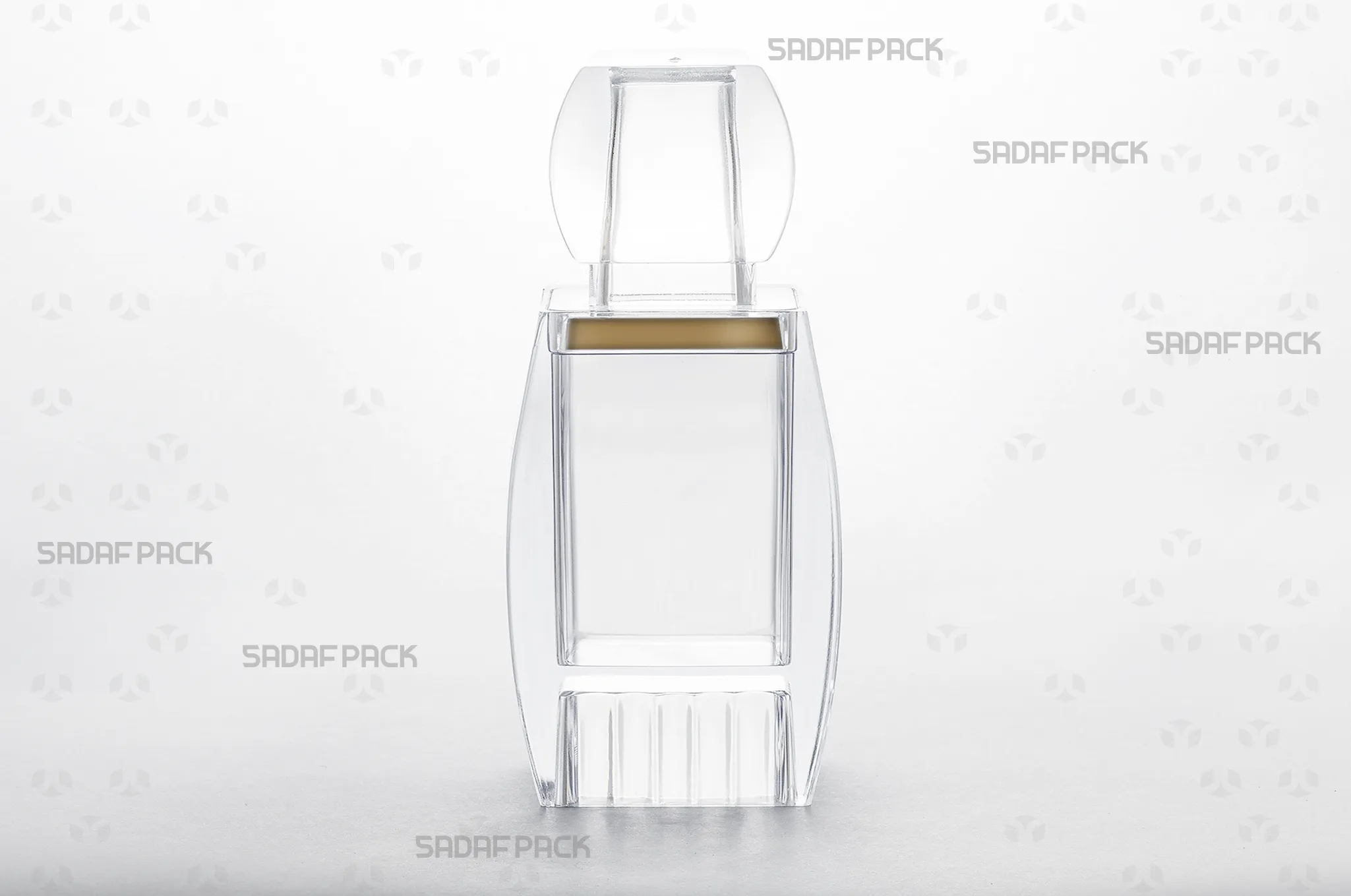 نمای جلو ظرف کریستالی آذین لارج کف بالا با نمایش دقیق ساختار و پایه برجسته