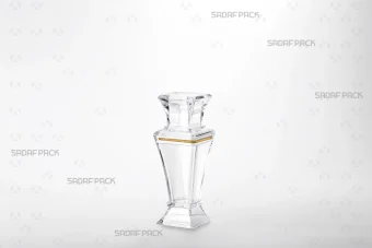 ظرف کریستالی ایستاده برلیان نقلی صدف پک از زاویه سه رخ مناسب برای بسته بندی زعفران